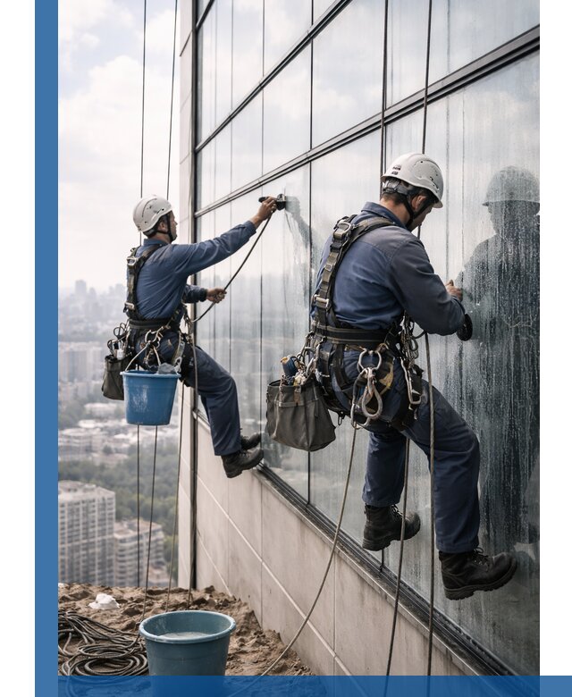 Профессиональная мойка фасадных окон альпинистами в Угличе