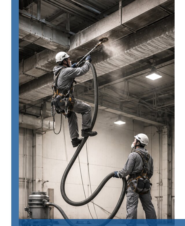 Обеспыливание потолочных конструкций в Угличе промышленным альпинизмом