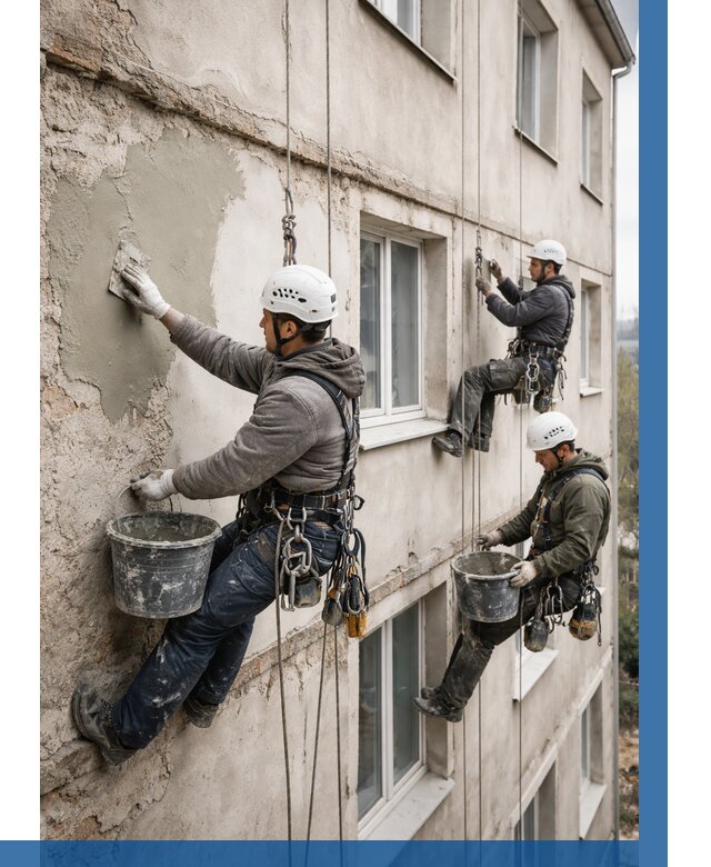 Ремонт штукатурного фасада в Угличе от 782 р. под ключ | ВЫСОТНИК-Глч