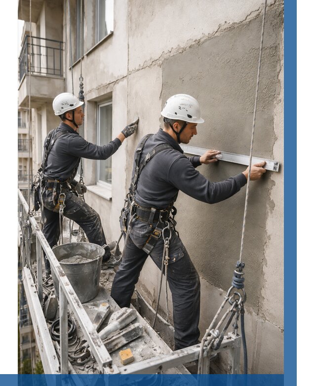 Штукатурка фасада на высоте в Угличе от 938 р. | ВЫСОТНИК-Глч