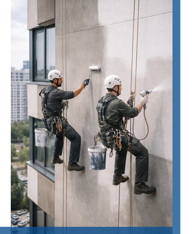 Покраска фасада альпинистами в Угличе от 313 р. | ВЫСОТНИК-Глч