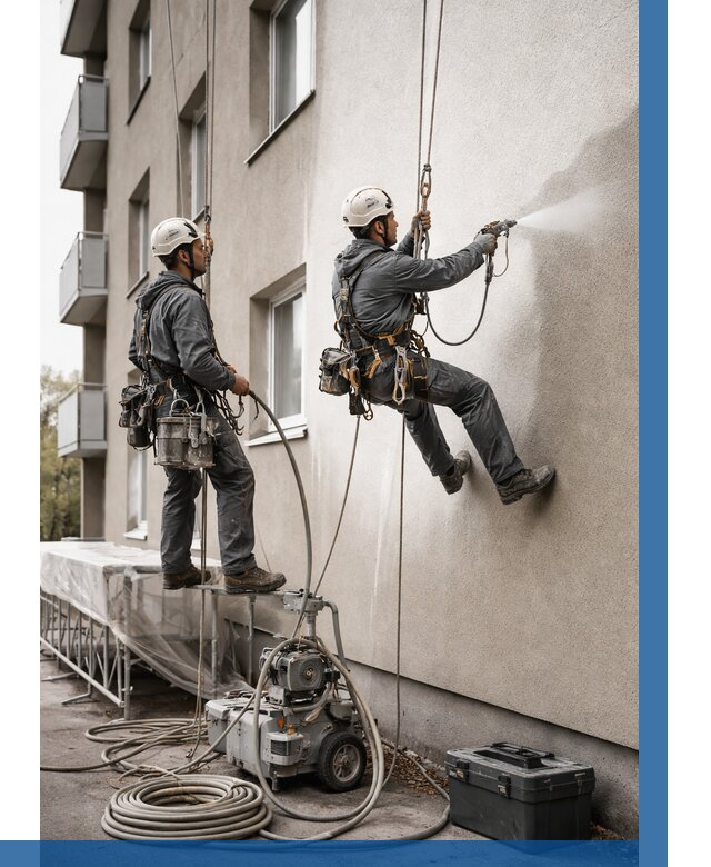 Безвоздушная покраска фасада в Угличе от 229 р/м² | ВЫСОТНИК-Глч