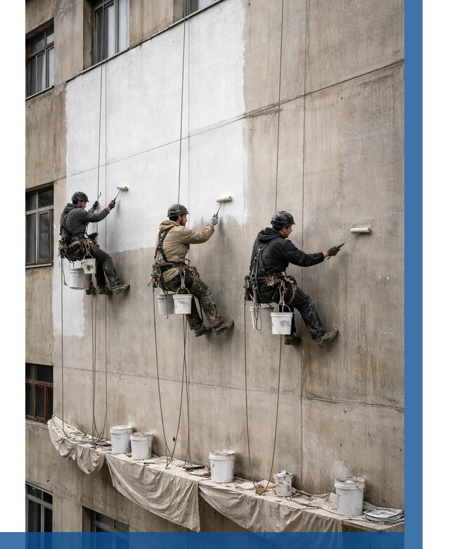 Покраска бетонного фасада в Угличе от 365 р за м2 | ВЫСОТНИК-Глч