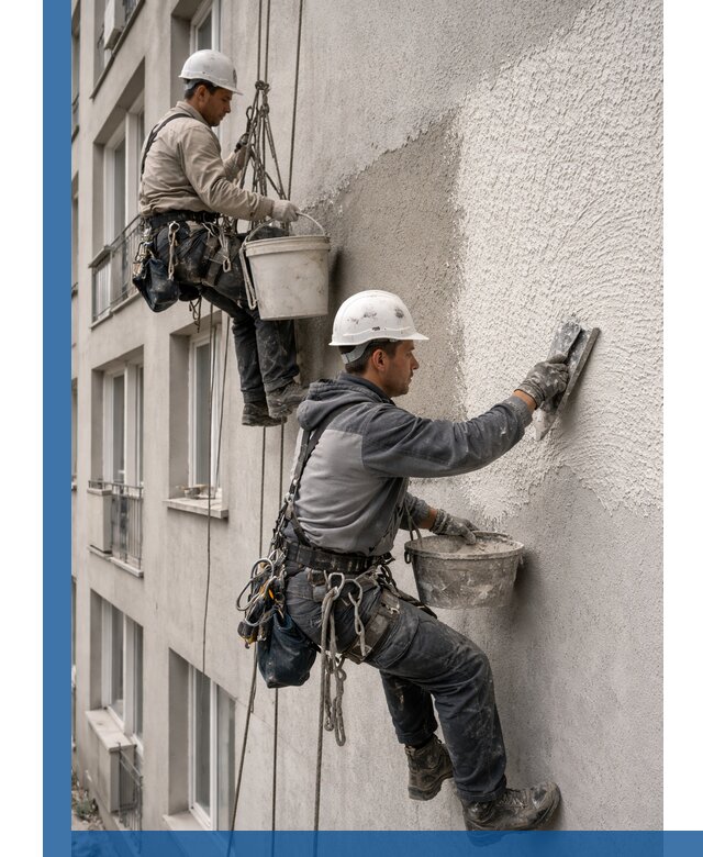 Нанесение декоративной штукатурки короед на фасад в Угличе