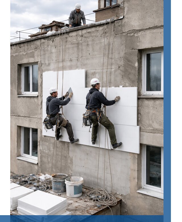 Утепление фасада пенополистиролом в Угличе от 1876 р. | ВЫСОТНИК-Глч