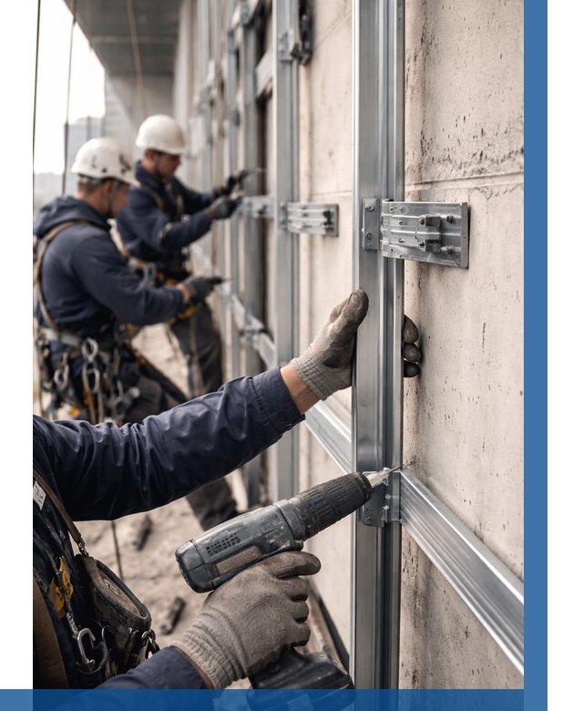 Монтаж подсистемы вентфасада в Угличе от 886 р. | ВЫСОТНИК-Глч