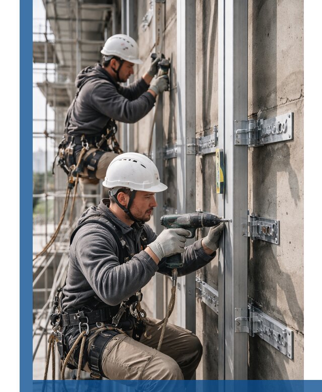 Монтаж и крепление подсистемы вентфасада в Угличе