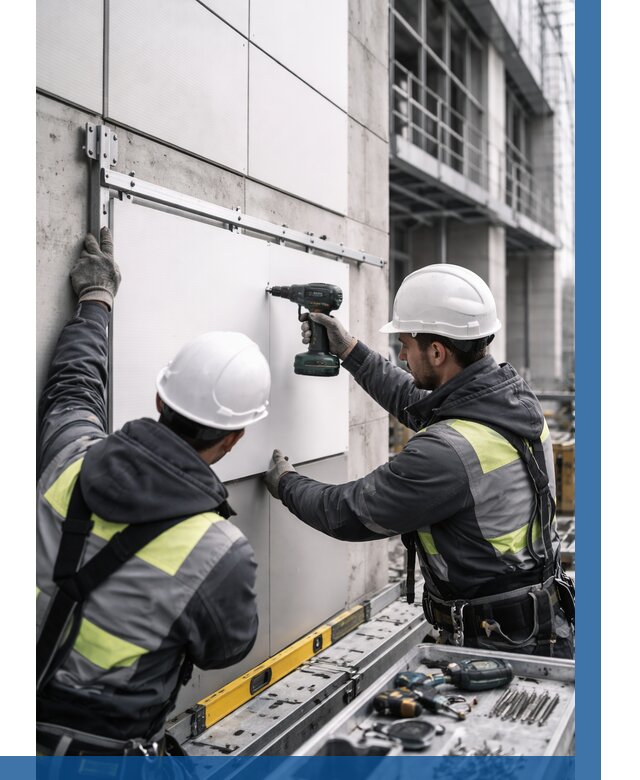 Монтаж композитных панелей фасада в Угличе от 2605 р. | ВЫСОТНИК-Глч