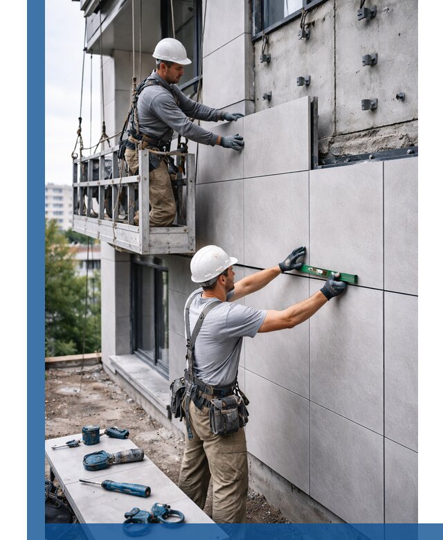 Монтаж керамогранита на фасад в Угличе под ключ с гарантией качества