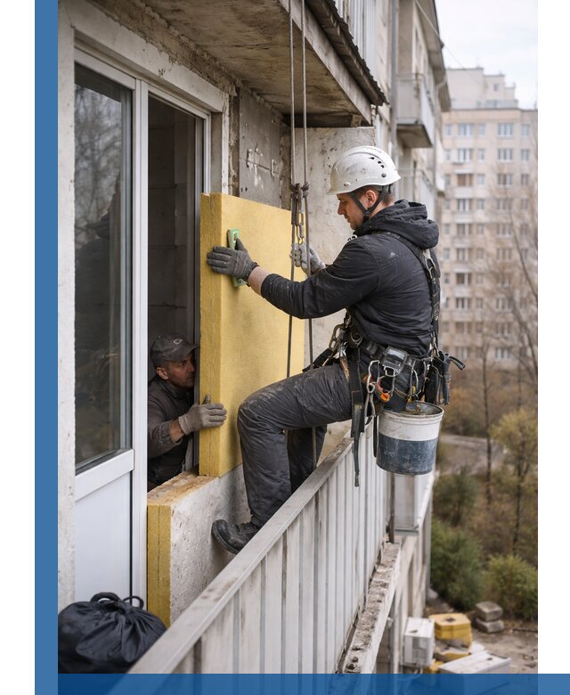 Профессиональное утепление балкона снаружи в Угличе под ключ