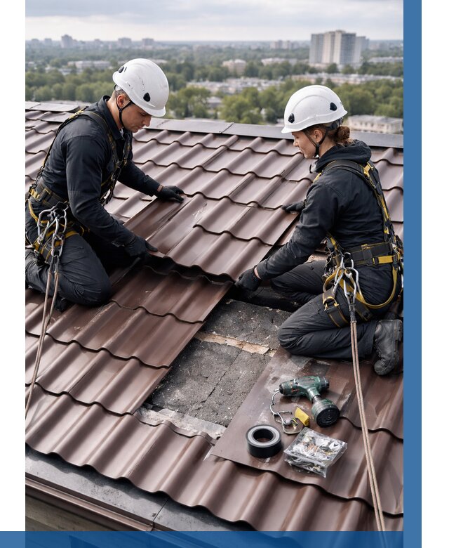 Ремонт металлочерепицы на крыше в Угличе от 938 р. | ВЫСОТНИК-Глч