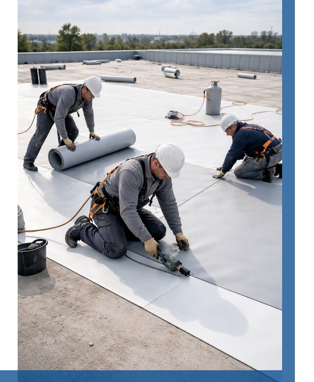 Монтаж мембранной кровли под ключ в Угличе от 1250 р. | ВЫСОТНИК-Глч