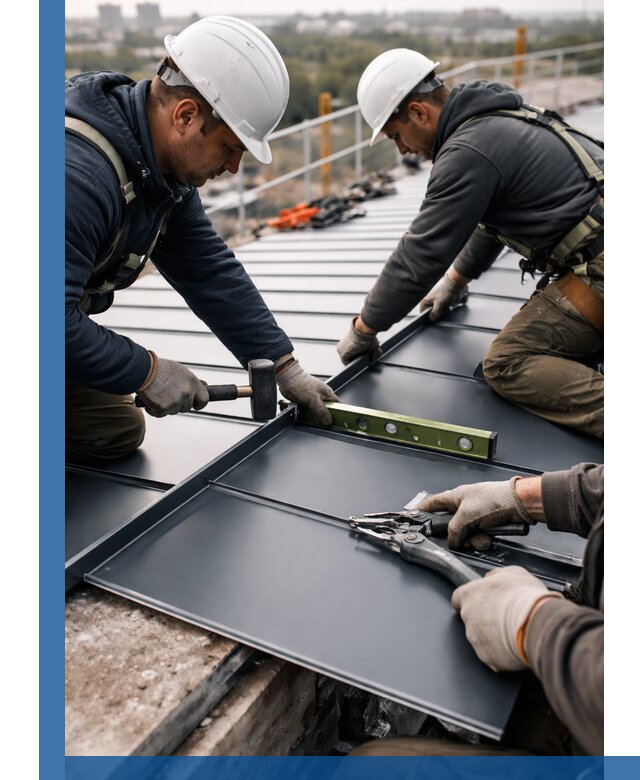 Монтаж фальцевой кровли в Угличе для промышленных зданий