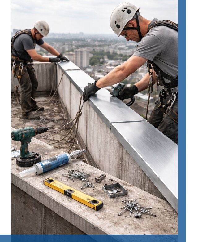 Монтаж парапетных крышек в Угличе от 834 р. | ВЫСОТНИК-Глч