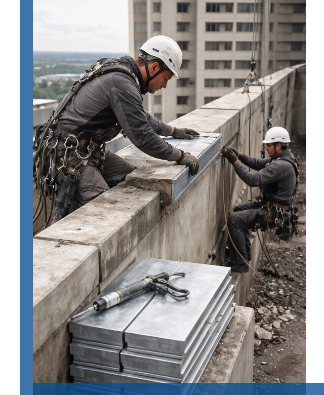 Замена парапетных крышек и установка новых в Угличе