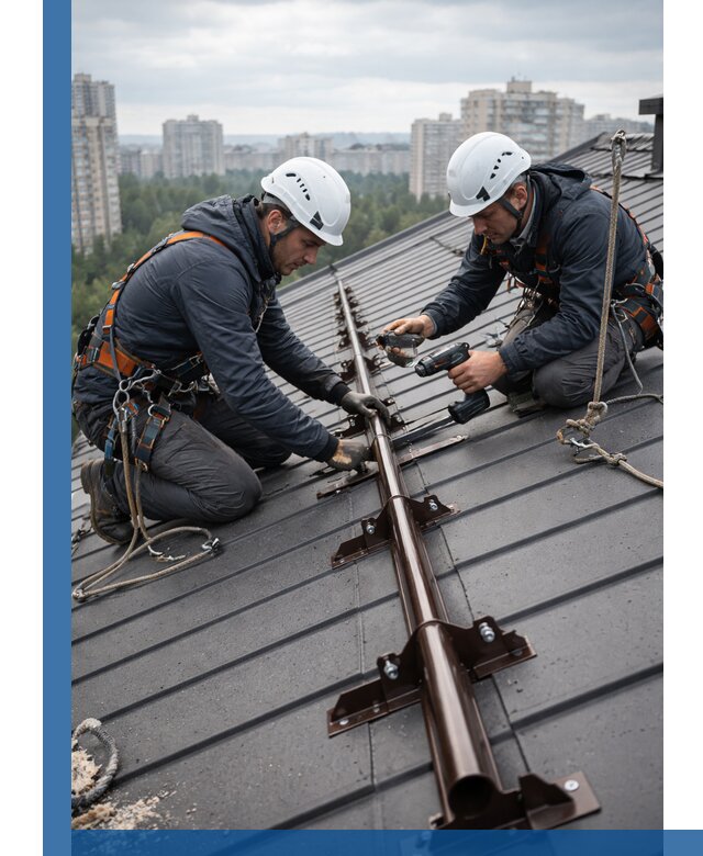 Монтаж снегозадержателей на кровле зданий в Угличе под ключ