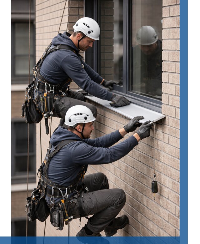 Монтаж оконных отливов под ключ в Угличе от 3647 р. | ВЫСОТНИК-Глч