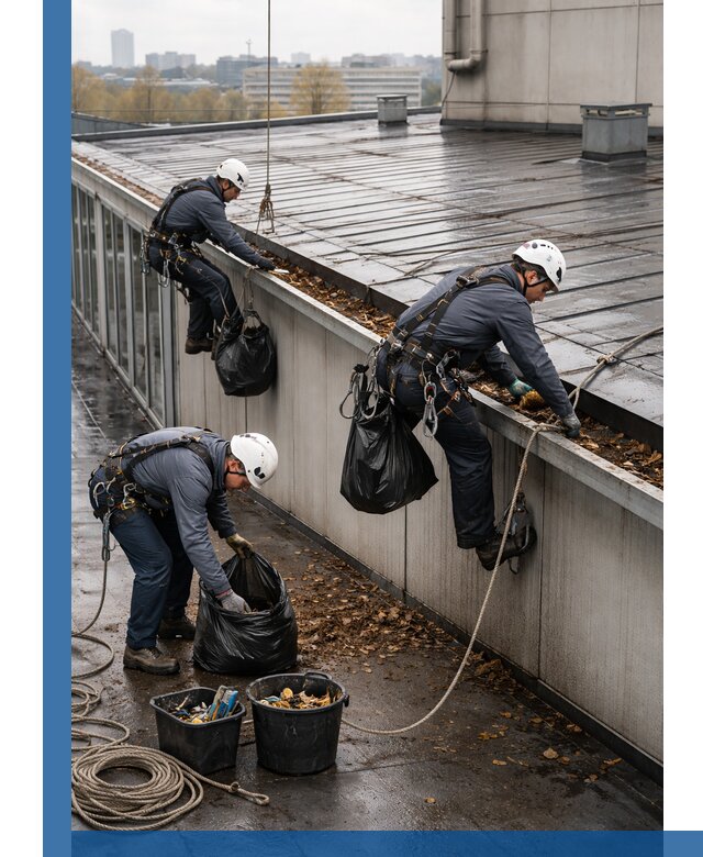 Очистка кровли по периметру в Угличе силами промышленных альпинистов