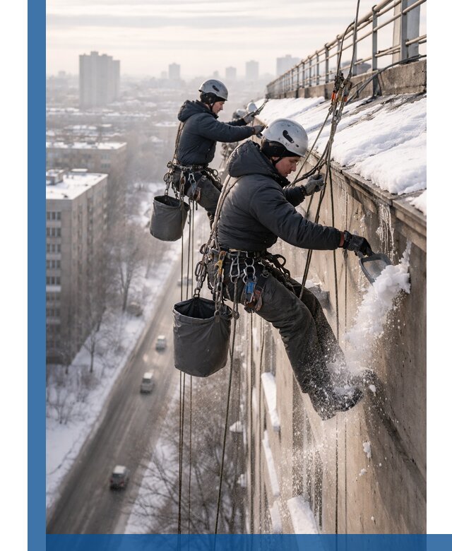 Очистка карнизов от снега в Угличе профессионально и безопасно