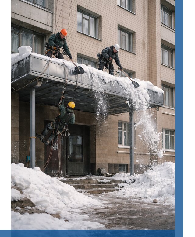 Очистка козырьков от снега в Угличе от 3647 р. | ВЫСОТНИК-Глч