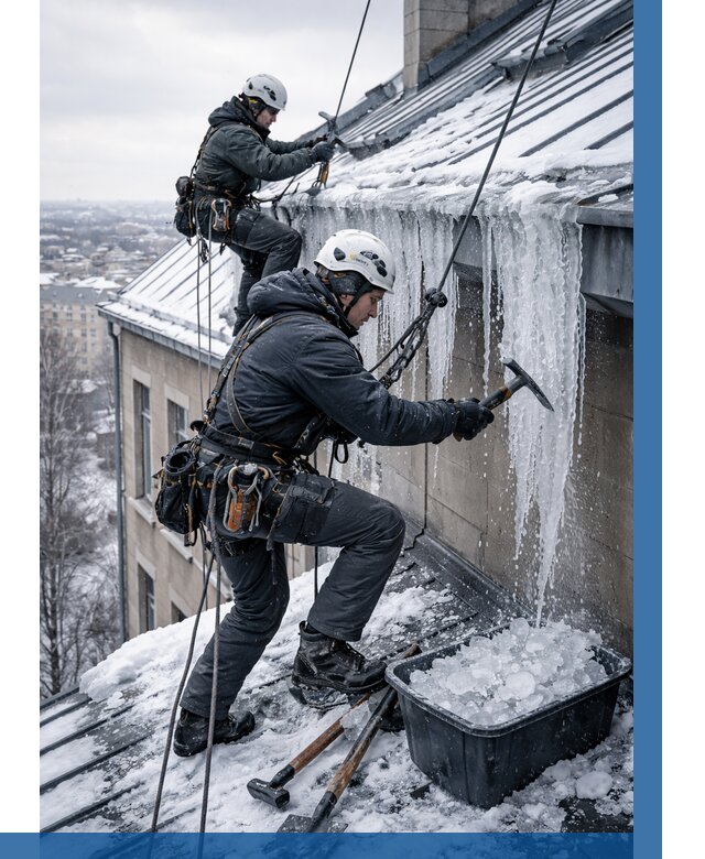 Удаление наледи с кровли в Угличе от 5731 р. | ВЫСОТНИК-Глч