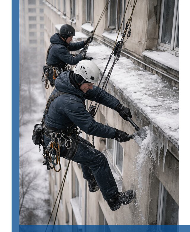 Удаление наледи и сосулек с карнизов в Угличе профессионально