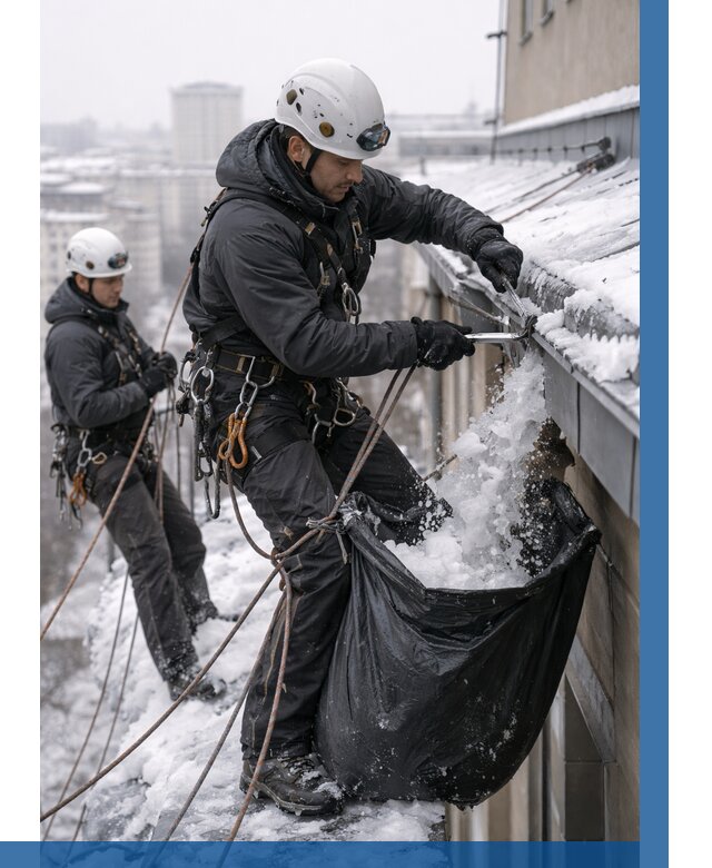 Аварийная очистка крыши в Угличе под ключ от 313 р. | ВЫСОТНИК-Глч