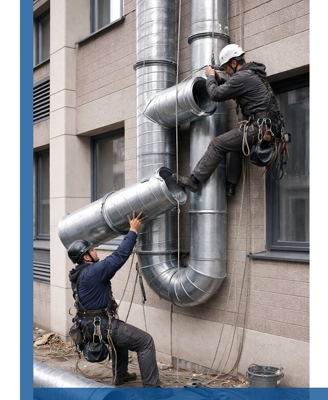 Монтаж фасадных воздуховодов в Угличе с герметизацией и крепежом