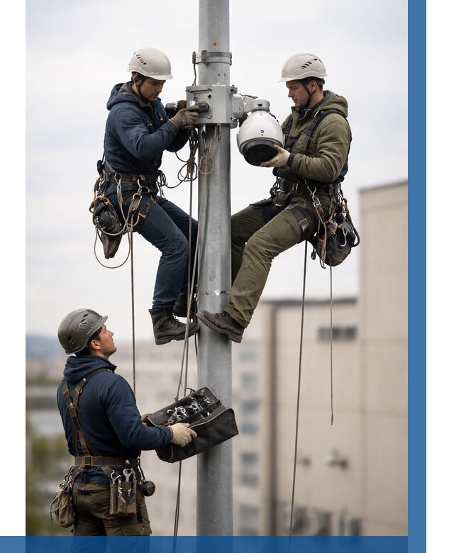 Установка видеокамер на мачте в Угличе от 8857 р. | ВЫСОТНИК-Глч