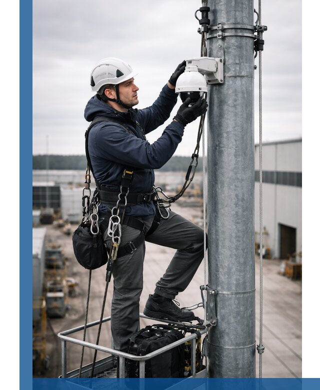 Профессиональная установка видеокамер на мачте в Угличе