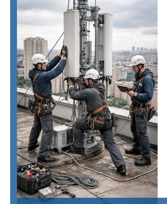 Монтаж антенн связи на крыше в Угличе с вводом в эксплуатацию