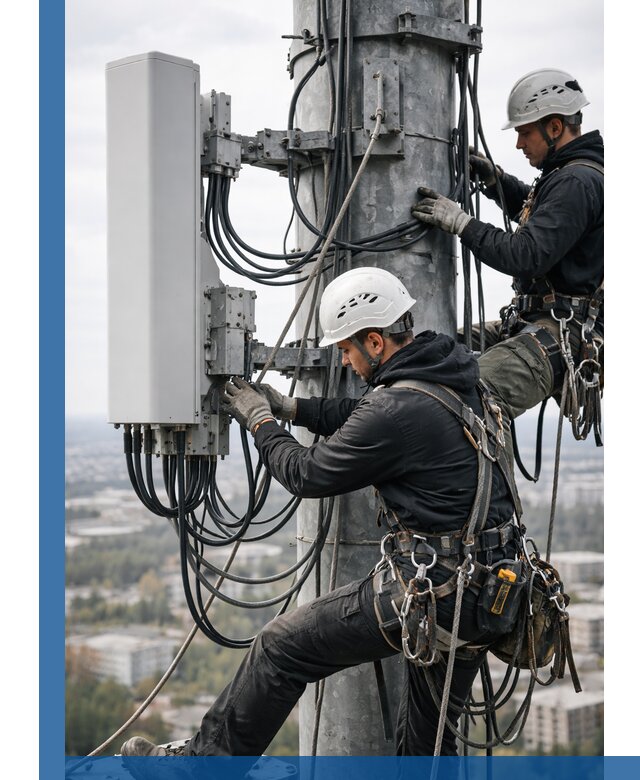 Монтаж оборудования связи на мачте в Угличе с пусконаладкой