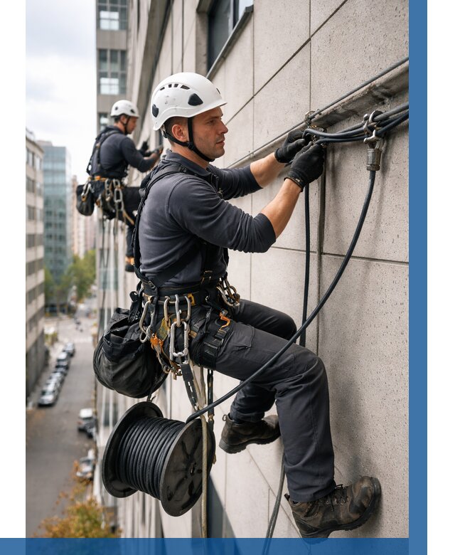 Прокладка кабеля по фасаду в Угличе от 365 р. | ВЫСОТНИК-Глч