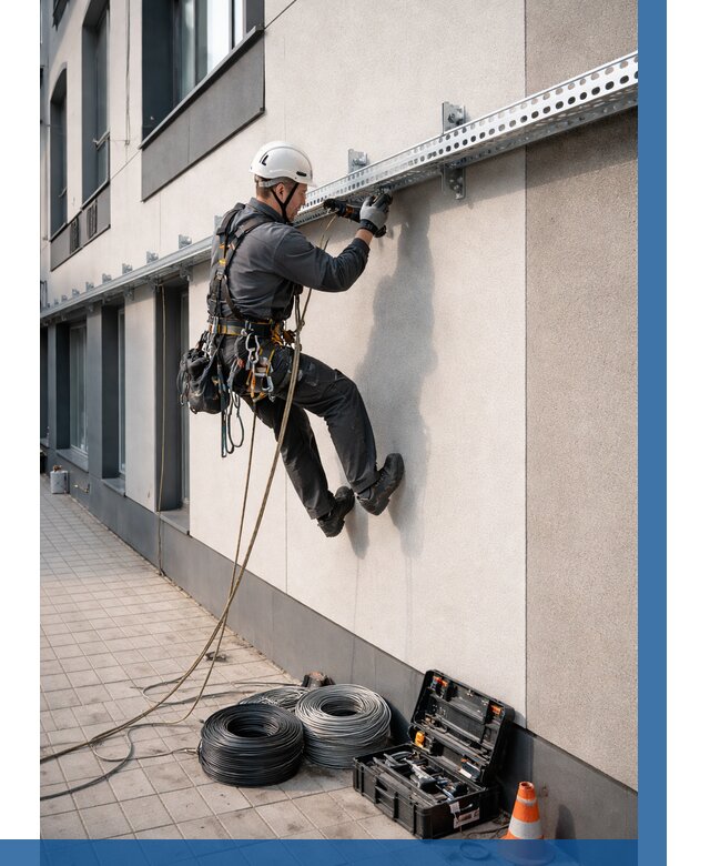 Монтаж кабельных лотков на фасаде в Угличе от 1250 р. | ВЫСОТНИК-Глч