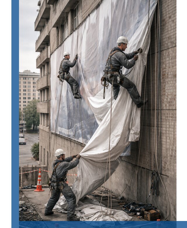 Демонтаж баннеров с фасада в Угличе оперативно и безопасно