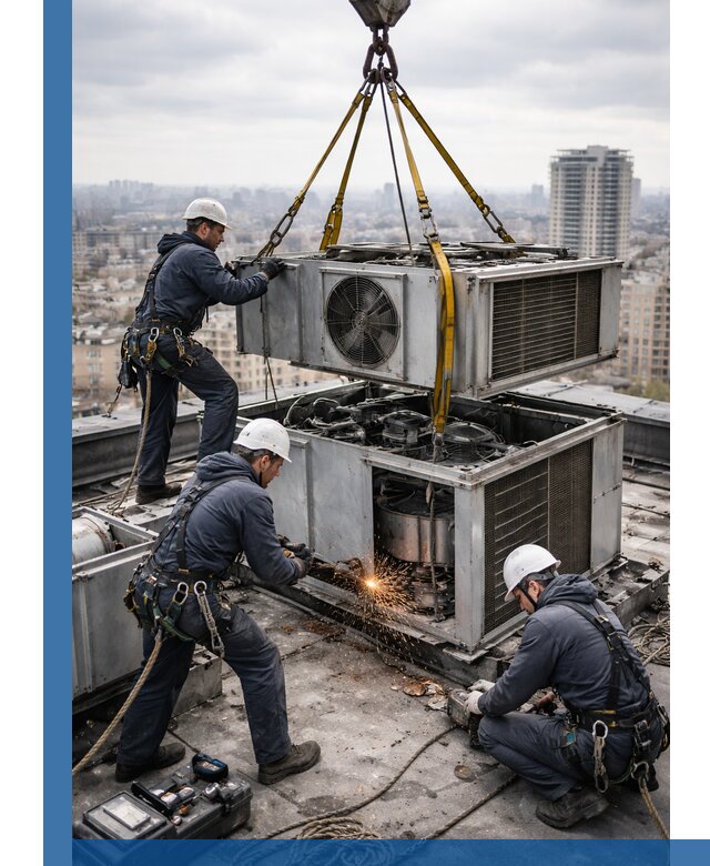 Демонтаж крышной установки в Угличе любой сложности