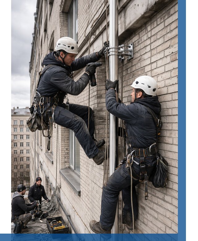 Монтаж флагштока на здании в Угличе от 6773 р. | ВЫСОТНИК-Глч