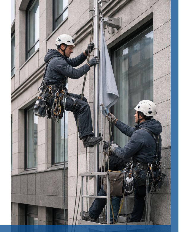 Установка флагов на фасаде в Угличе от 4689 р. | ВЫСОТНИК-Глч