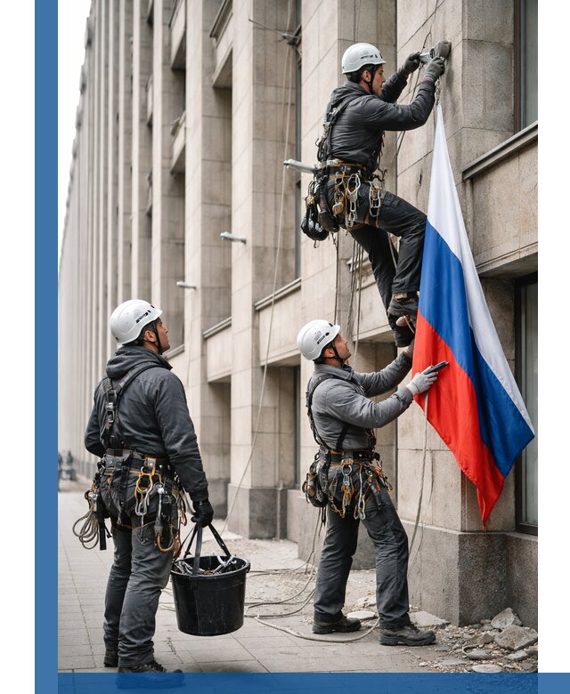 Профессиональная установка флагов на фасаде в Угличе