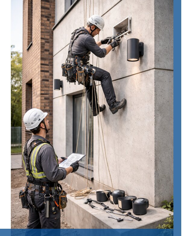 Монтаж фасадного освещения в Угличе от 2605 р. | ВЫСОТНИК-Глч