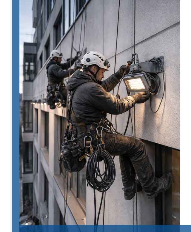 Монтаж фасадного освещения в Угличе установка и подключение