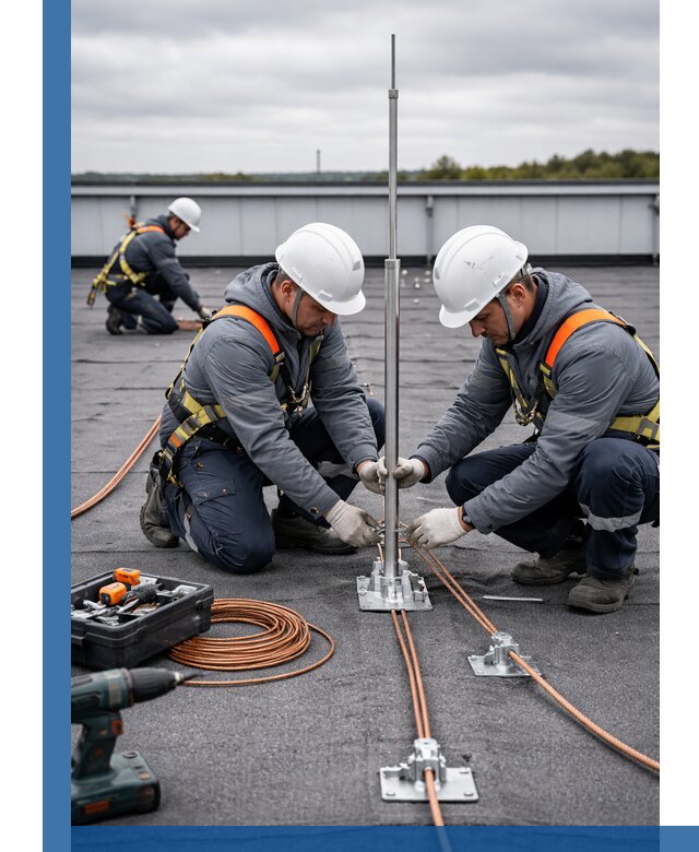 Монтаж молниезащиты на кровле в Угличе под ключ с гарантией