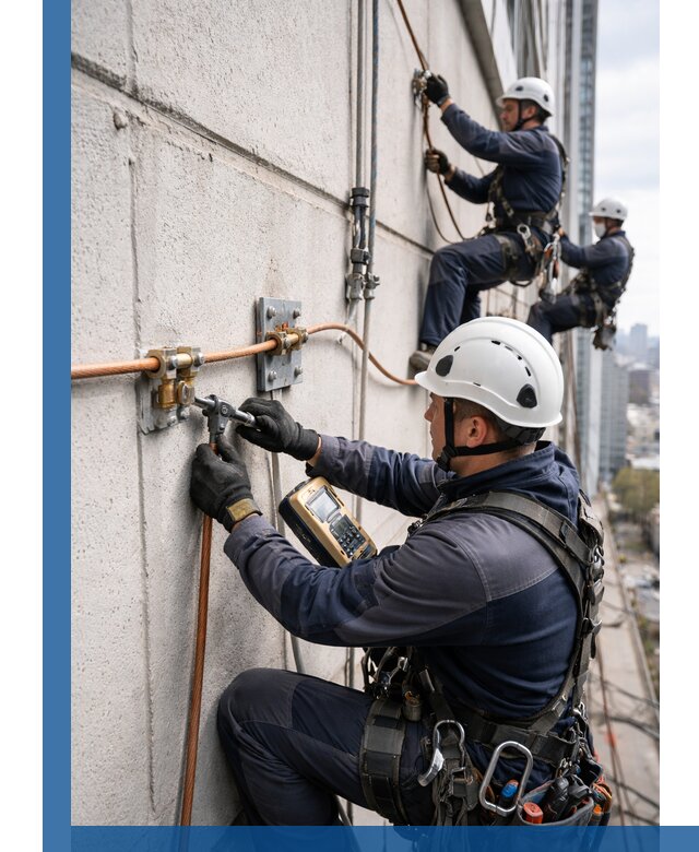 Монтаж системы заземления здания и молниезащиты в Угличе