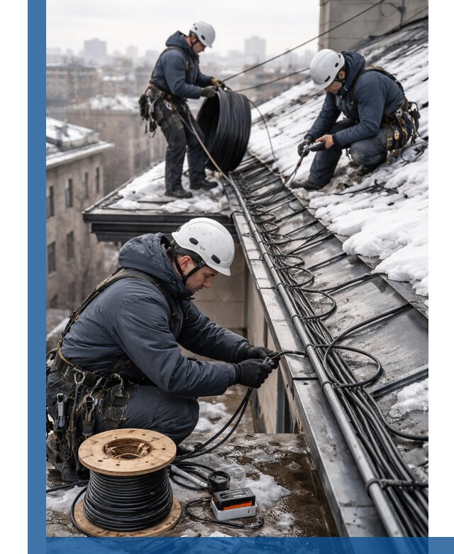 Монтаж греющего кабеля на кровле в Угличе под ключ