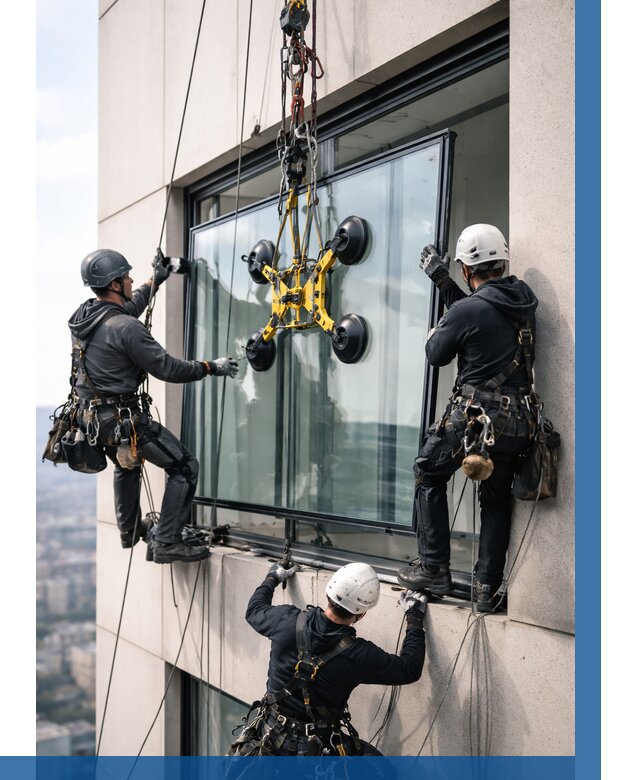 Монтаж стеклопакетов на высоте в Угличе от 3334 р. | ВЫСОТНИК-Глч