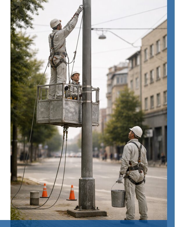 Покраска опор освещения в Угличе от 5210 р. | ВЫСОТНИК-Глч
