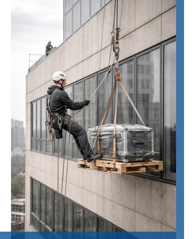 Спуск груза по фасаду в Угличе от 3647 р. | ВЫСОТНИК-Глч