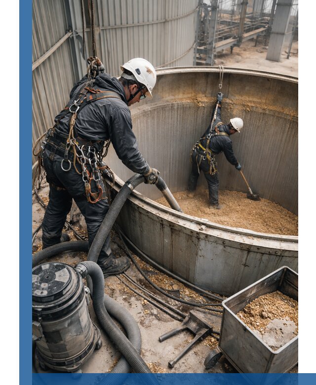 Профессиональная чистка зерновых бункеров в Угличе с выездом