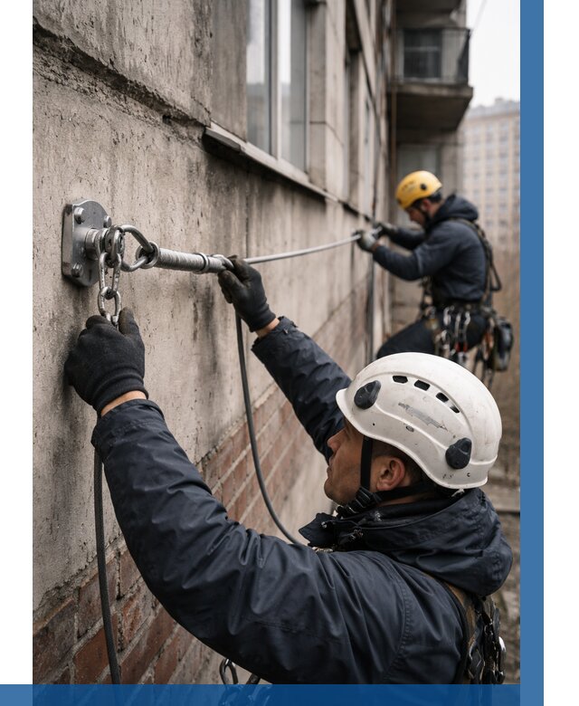 Монтаж анкерных линий в Угличе от 3126 р. | ВЫСОТНИК-Глч