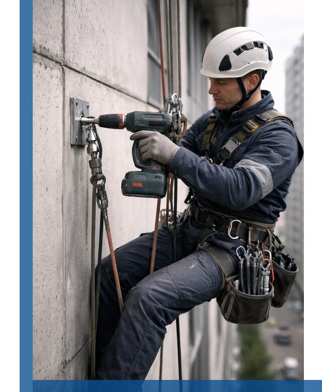 Установка анкерных точек для высотных работ в Угличе